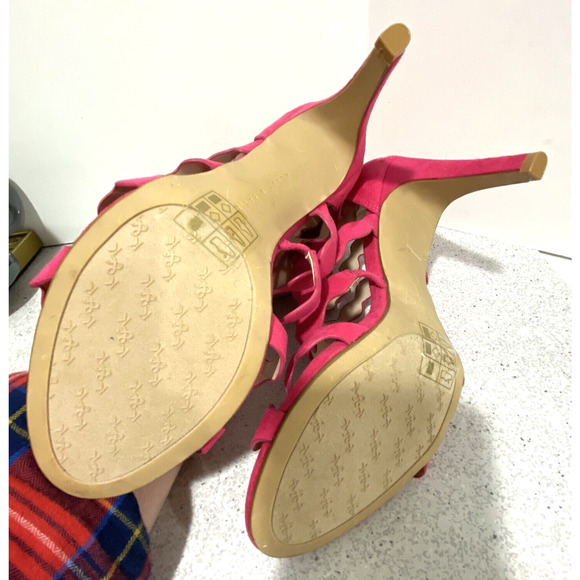 Kelly & Katie Zilama Hot Pink Faux Suede High Heel Sandals Back Zip Shoes 8.5MU - Picture 9 of 9